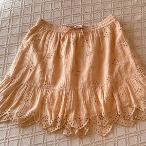 Aerie Peach Eyelet Tiered Mini Skirt - Women's